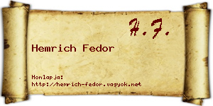 Hemrich Fedor névjegykártya